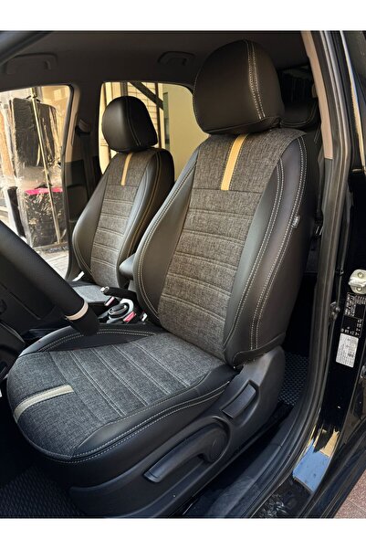 Hyundai İ20 - 2014-2019 Rear Seat 2+1 - Gray Linen Black Leather Mix Cream De...