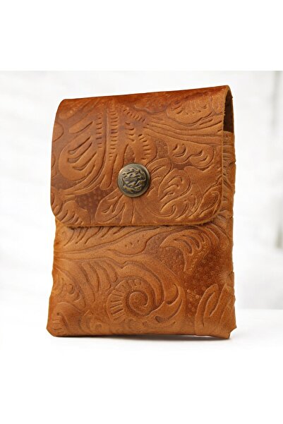 DEHNA Patterned Genuine Leather Card Holder – Stitch-Free Handmade Designs
