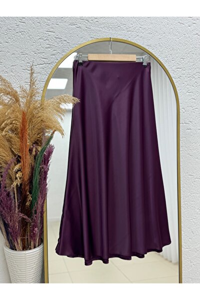 MİHRA STORE Fusta din satin Gökde.EK137-BN8461 Prune