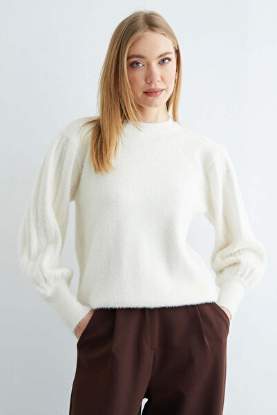 Fulla Moda Balloon Sleeve Crew Neck Knitwear Sweater