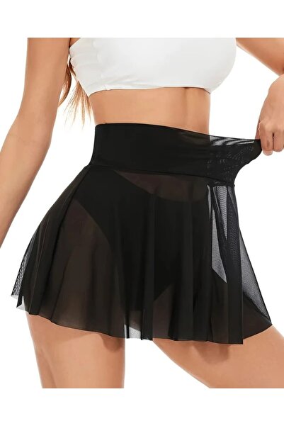 KİM Kİ O Women's Transparent Umbrella Skirt Stretchy Solid Color Beach Bikini...