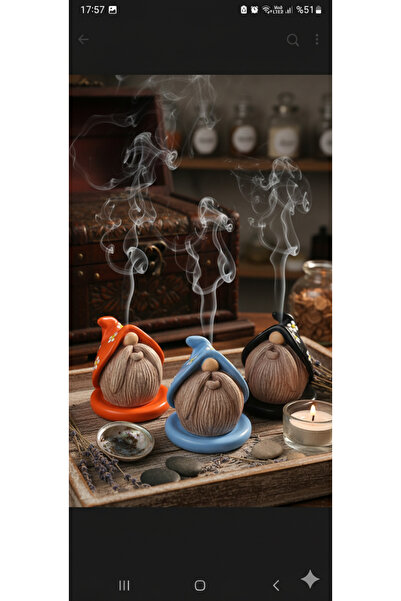 Şirin Hediyelik Papatya Desenli Cüce Konik Tütsülük Seti - El Yapımı