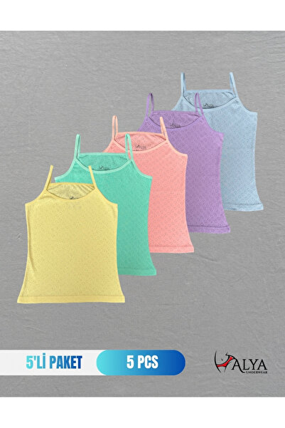 ALYA UNDERWEAR Girl - 100% Cotton Undershirt with Garson Strap, Heart Jacquar...