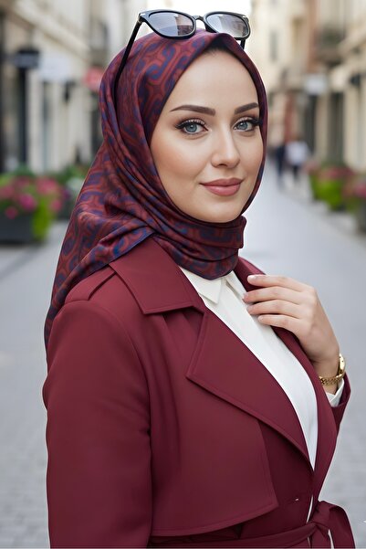 İmajButik Burgundy Soft Digital Cotton Scarf