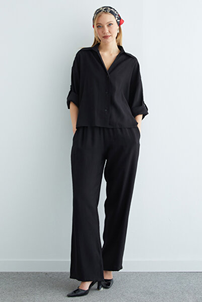 Fulla Moda Σετ με 2 μανίκια κάπρι με ελαστική μέση με κουμπιά