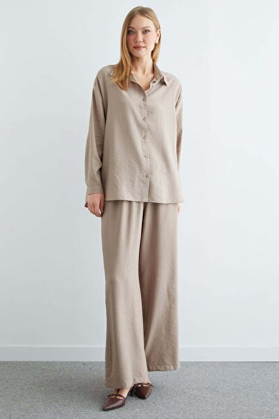 Fulla Moda Σετ 2 τεμαχίων με κουμπιά Basic Casual Crinkle