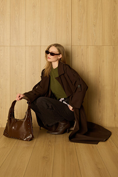 Fulla Moda Тренч з поясом, круазе-комір і деталями на плечах