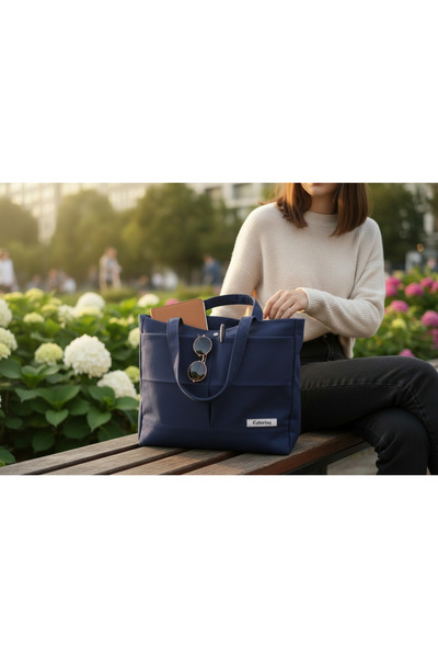 Caterina Collection Navy Blue Canvas Bag