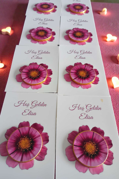 afyoresel 10 Adet Çikolatalı Hoşgeldin Kız Bebek Hediye Kartı