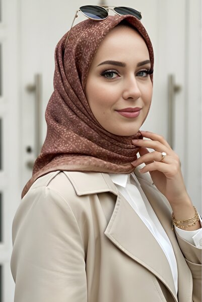 İmajButik Light Brown Soft Digital Cotton Scarf
