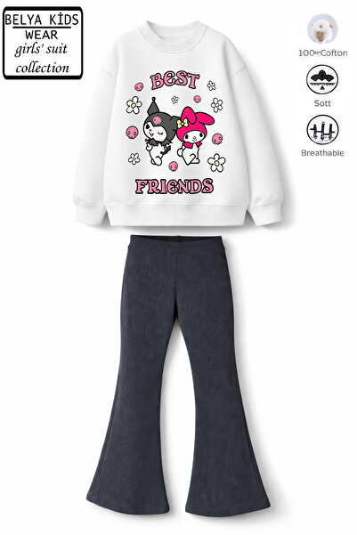 Belya Kids Wear Girl's Kuromi2 Design Top 3 Thread Cotton Non-Brushed Fabric....