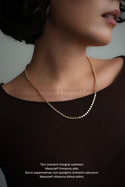 MASSOLE Gold Color Women's Crushed Pattern Stylish Everyday Non-Tarnish Neckl...