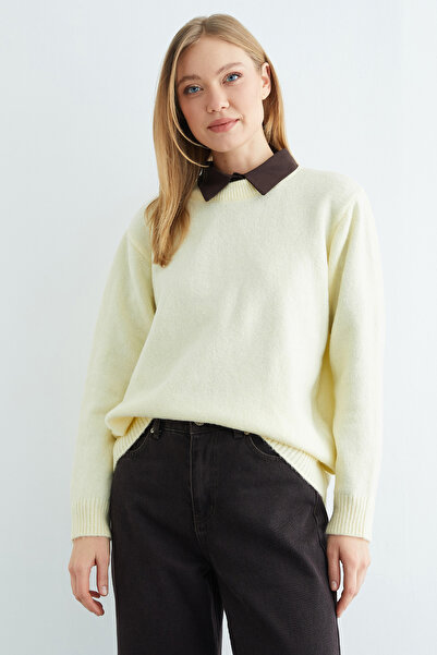 Fulla Moda Basic Crew Neck Casual Knit Sweater
