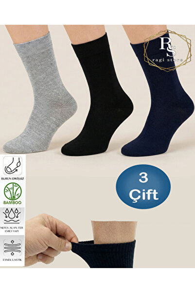 ragistore 3-Piece Bamboo Men's Socks Burun Stitch-Free