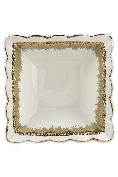 Deco Home Roy King Diamond Kare Porselen Salata Kasesi 21 Cm Gold – Hs-172b C...