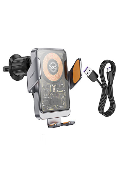 Hoco (HW7) - Car Holder with Wireless Charging, 15W, with side clips