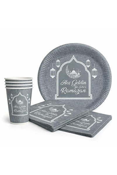 TATLI GÜNLER Hoş Geldin Ramazan Karton Tabak & Bardak Seti –16 kişilik Ramaza...