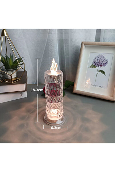 Choice مصباح طاولة كريستالي LED بطول 18.3 سم، بإضاءة عرض على شكل وردة، وإضاءة...