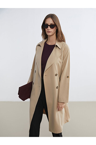 LC Waikiki Rmz Gi̇yi̇m Farkiyla Double-Breasted Roba Collar Women's Trench Coat