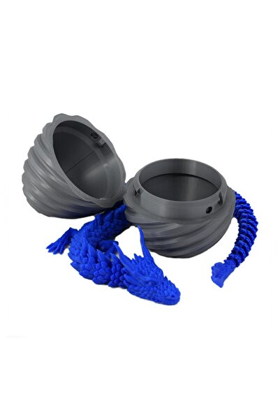 Sani Figurine Sani, Dragon in Spiral Egg 90 x 120 mm, Silver, Blue