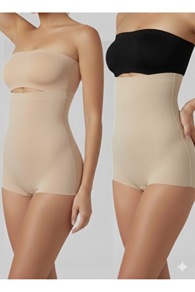 White Velvet Laser Cut Non-Marking High Waist Slip 2-Piece Corset - 1 Size Sh...