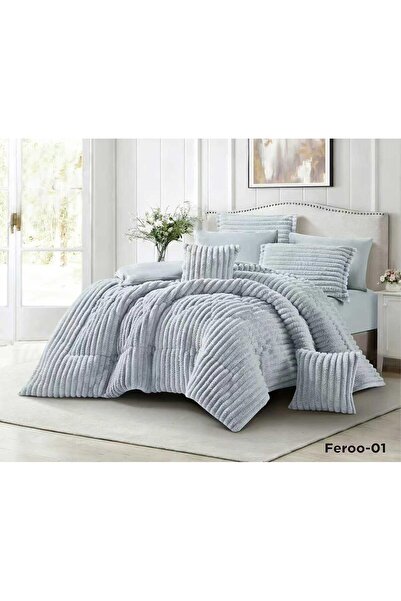 ALMIAAD Luxurious winter double bed sheet set, full filling, soft velvet faux...