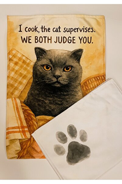 Typoniq Miko the Cat Cotton 2-Piece Kitchen Towel Set (35X50 cm)