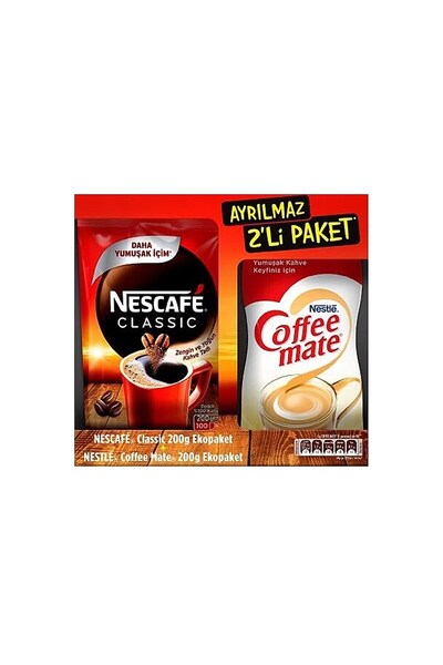 Nescafe Classic Eko 200 Gr + 200 Gr Coffee Mate Indispensable 2-Pack