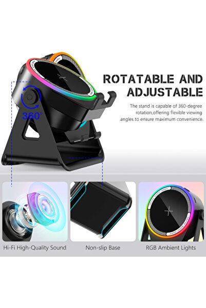 Generic Rotatable RGB Desktop Speaker with Hi‑Fi Sound – Black