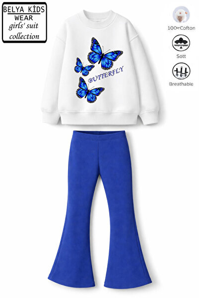 Belya Kids Wear Girl's Butterfly Design Top 3 Thread Cotton Non-Brushed Fabri...