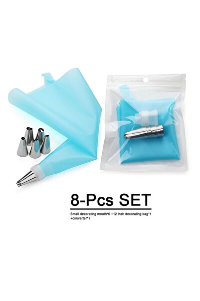 Choice ٨ قطع من أدوات تزيين الكيك متعددة الوظائف باللون الأزرق، كيس معجنات من...