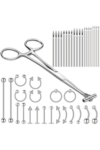 Choice مجموعة أدوات ثقب الجسم مكونة من 41 قطعة، تشمل ملقط الحاجز الأنفي، كماش...