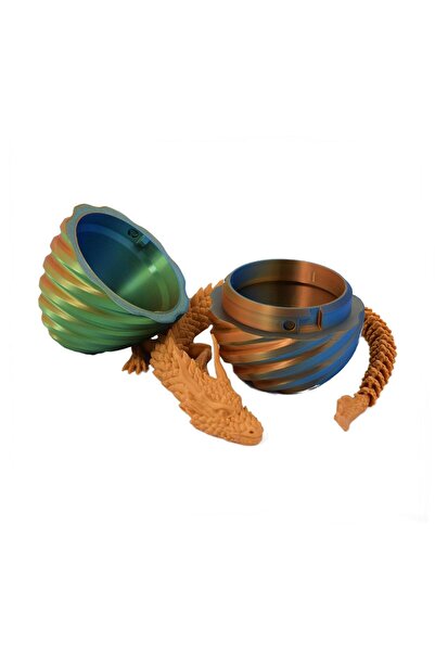 Sani Figurine Sani, Dragon in Spiral Egg 90 x 120 mm, Blue, Yellow, Gold