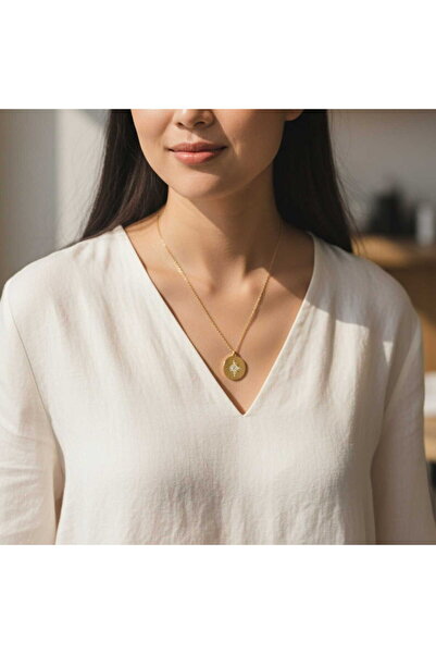 HOBİSY GIFT SHOP Women's Gold Steel Pole Star Necklace - Meaningful Gift for ...