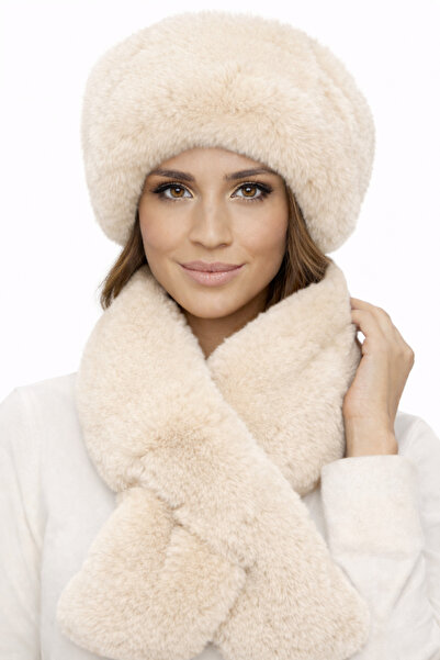 Develioğlu Дамски комплект зимна плюшена шапка и шал
