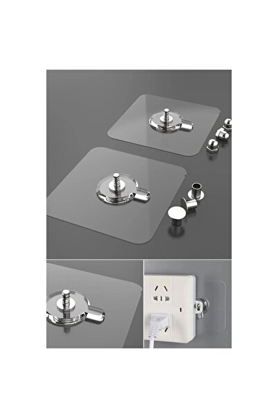 mucit home 2 Adet Kendinden Yapışkanlı Duvar Kancaları Şeffaf Raf Duvar Askıl...