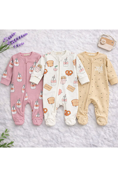 UmBaby 0-3 Months Newborn Baby Girls Boys Zippered Romper Set with 3 Pairs of...