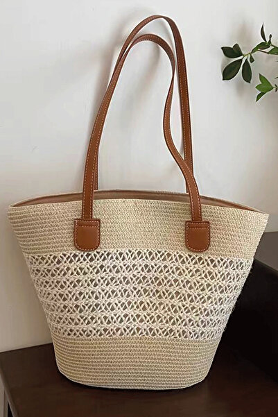 PriStyle Women's Beach Bag, Shopper Type, Braided Design, Spacious and Elegan...
