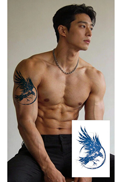 Tattoo 1 Ay Kalıcı Gerçekci Kuzgun karga 12 Saat Sonra Kararan Yapıştırma Geç...