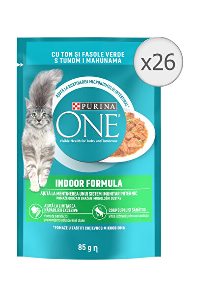 Purina One Hrana umeda pentru pisici Indoor, Mini Fileuri cu Ton & Fasole Ver...