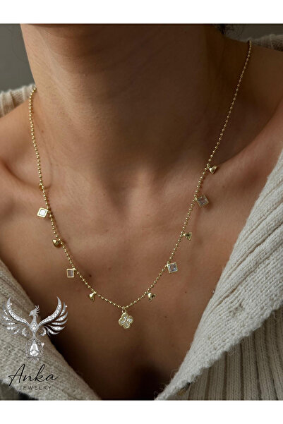 ANKA JEWELLRY YONCA MODEL ZİRKON TAŞLI TOP ZİNCİR GOLD KOLYE
