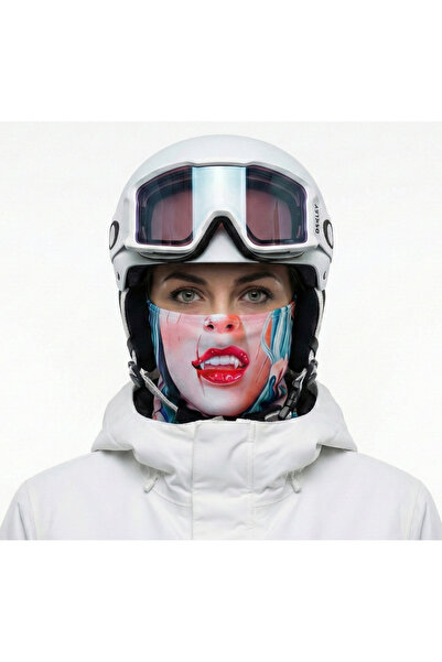 GOFACE Kadın yüz kedili karakter facemask kar kayak maskesi snowboard kayak m...