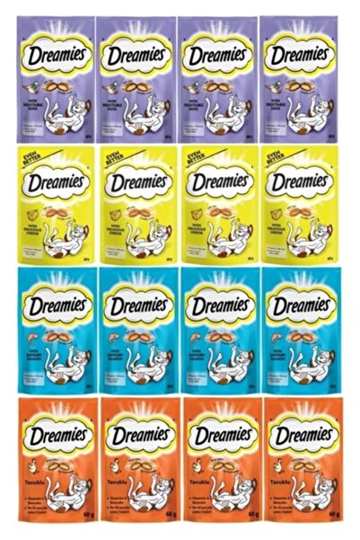 Dreamies Peynirli-Somonlu-Ördek Etli-Tavuk Etli Kedi Ödülü 60 gr * 16 Adet