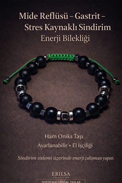 Erilsa Certified Green Digestive Energy Balance Bracelet – Raw Onyx - Teraher...