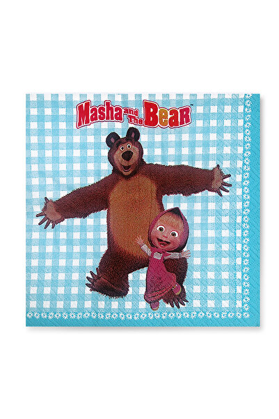 Story مناديل ورقية منقوشة بتصميم ماشا والدب، مقاس 33×33 سم، طبقتين، عبوة من 2...