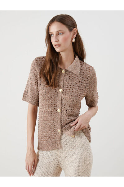 LC Waikiki Özmarka Vestă tricotată pentru femei, cu guler polo, ajurată, sezo...