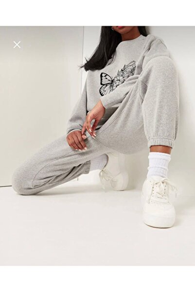 LELVANİ Women's Black Butterfly Printed Hoodie Tracksuit Set