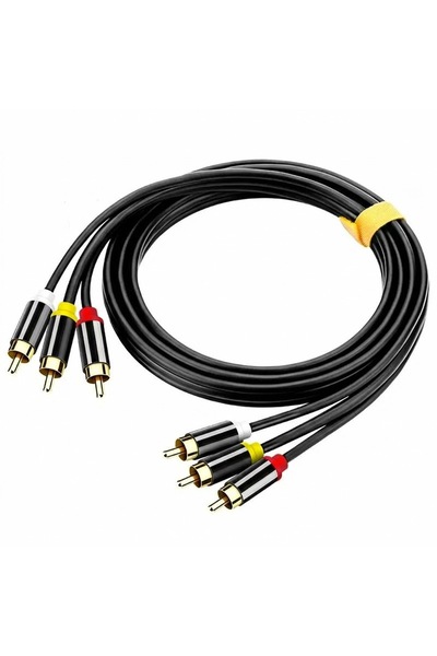 JINGHUA 3 RCA to 3 RCA Tos Kablosu (10M) Sarı Kırmızı Beyaz Lale Jak AV Ses v...
