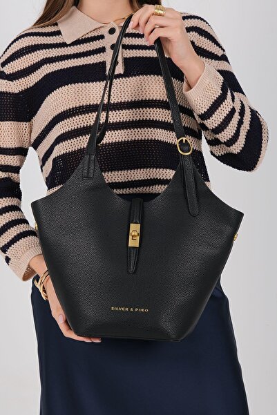Silver Polo Silver & Polo Sp1246 Women's Shoulder Bag Black