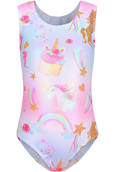 OEM One-piece gymnastics suit for girls 12 years old, unicorns star